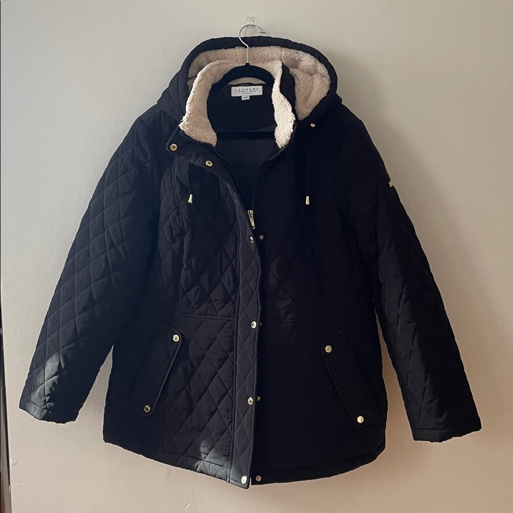 Laundry By Shelli Segal Black Quilted Jacket XXl